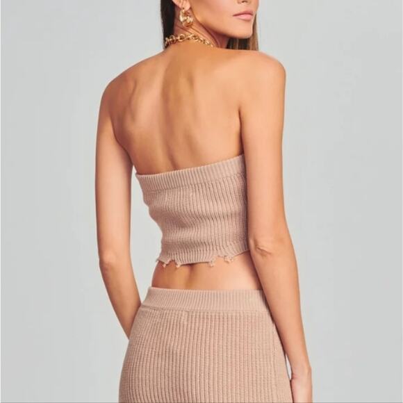 NEW Ser.O.Ya By Retrofete Ember Natural Knit Sleeveless Bandeau Tube Crop Top - Picture 3 of 11